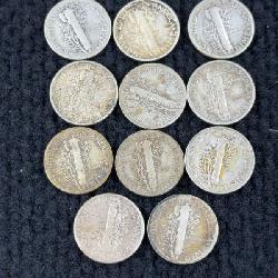 11 1936-1943 Mercury Silver Dimes, Philadelphia & Denver Mint