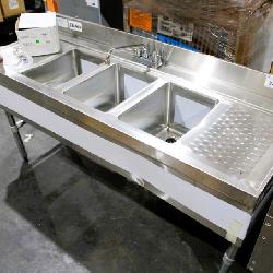 New Scratch & Dent 5ft Advance Tabco Crb-53c Stainless Steel 3-compartment Underbar Sink