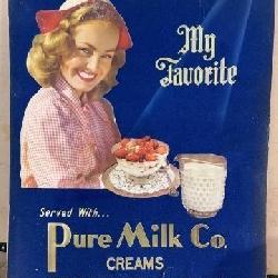 Pure Milk Co. Creams Embossed Tin Sign