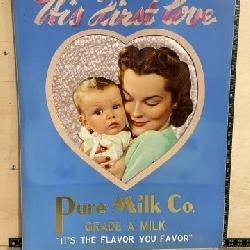 Pure Milk Co. Advertising Cardboard Sign 24x28