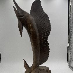 Hand-carved Vintage  Ironwood Sailfish Sculpture