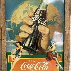 Framed vintage CoVtg Coca-Cola Advertising Sign