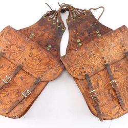 Tooled Leather Saddle Bags