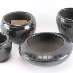 Lot of 4 Blackware Santa Clara Pots.