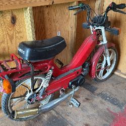 Red Tomos A35 Pedal Start Moped with Biturbo Exhaust