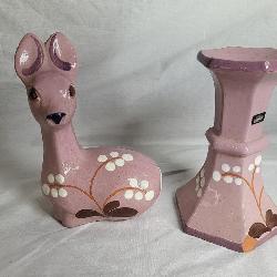 Nittsjo Sweeden Ceramic Deer and Candleholder