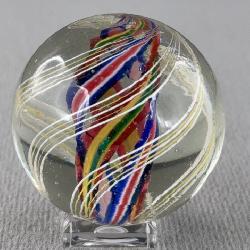 Glass Marble W/Latticinio Core, Possibly Antique German Handmade, Appr, 2”D