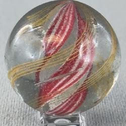 Red, White & Yellow Swirl Marble W/ Solid Core, Appr. 2 1/2”D