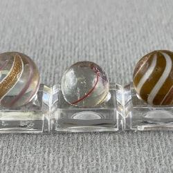 3 Swirl Glass Marbles W/ Lutz, Appr. 1/2” D