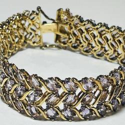 STERLING SILVER GOLD PLATED GEMSTONE BRAC. 32.40GR