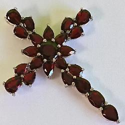 PP - STERLING SILVER GARNET CROSS