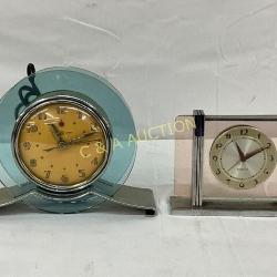 Two Vintage Clocks with Glass and Metal Frames, 6i