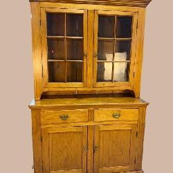 19TH CENT. PINE PEGGED STEP BACK CUPBOARD