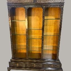 2 PC ORIENTAL OPEN BOOKCASE