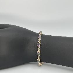 14k Gold Diamond & Mystic Topaz Tennis Bracelet