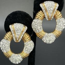 Large Swarovski Swan Door Knocker Clip on Earrings