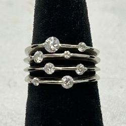 14K White Gold 4 Band Diamond Ring w/1ctw Total