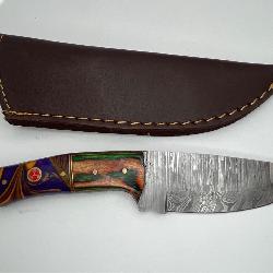 Hand-Forged Damascus Steel Stag Hunting Knife