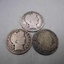 (2) 1901 & 1908-S Barber Half Dollar Trio