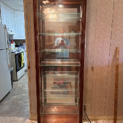 Howard Miller Collectors Cherry Wood Display Cabinet with Glass Shelves and Key