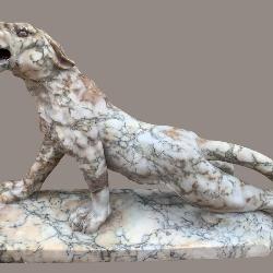 Striking Antique Carved Italian Marble Roaring Pan