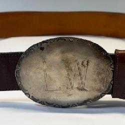503 - VTG LEATHER BELT W/ STERLING SILVER BUCKLE