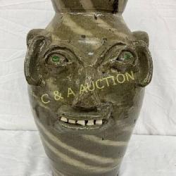 BB Craig Swirl Face Pottery Churn, 16in. Tall, Mar