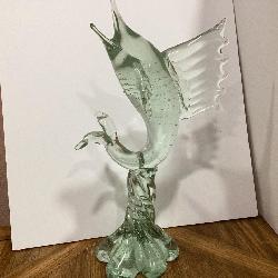 Vintage Murano Green Glass Marlin or Sailfish Sculpture - Art Glass Decor