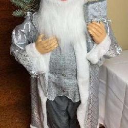 1980's 50” Tall Silver Santa