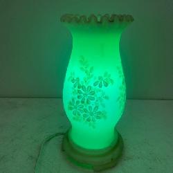 Fenton hand painted satin custard uranium glass lamp