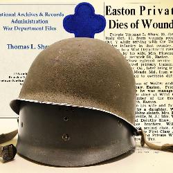  ID’d WWII KIA US M1 Helmet - Pvt. Thomas L. Shaw, 88th Infantry Division