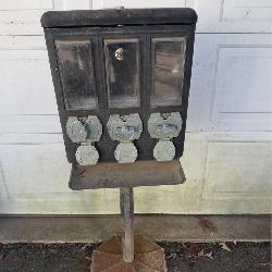 Three-Slot Vintage Coin-Operated Candy Machine