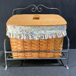 Longaberger Newspaper Magazine Basket & Stand