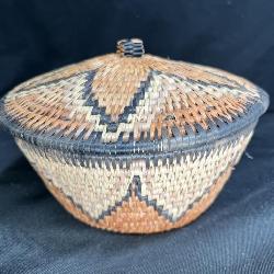 African Zulu Tribal Hand Woven Lidded Basket