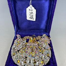 #2538 (3) Yellow & Clear Rhinestone Necklaces with Case