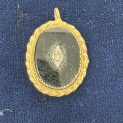 Vintage Black Onyx Pendant in 12k Gold Setting