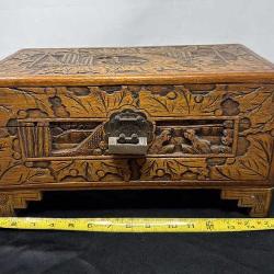 Vintage hand carved Camphor wood chest 15 inches