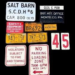 12 Metal Signs and License Plates Assortment