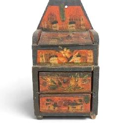 Antique Polychrome Painted Spice Box