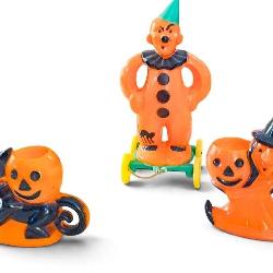 3 Halloween Molded Candle Holders
