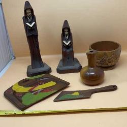 Wooden Home Decor,  Mid Century Carved Wood Monk