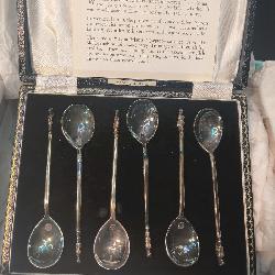1963 Tiffany & Co. Sterling Silver Lion-Sejant Spoons – Cased Set of 6 with Original Receipt