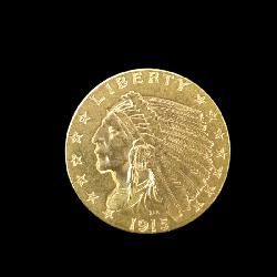 Gold 1915 Indian Head $2.50 Quarter Eagle Coin