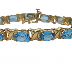 14k Gold Blue Topaz Bracelet