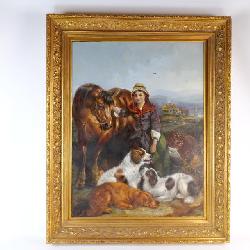 Oversized Oil on Canvas by Robert Cleminson (1844-1903