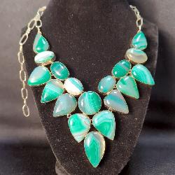 Natural Dyed Agate Stone Bib Statement Necklace