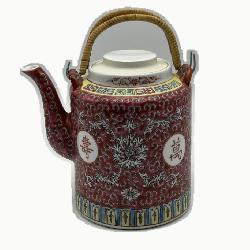 Chinese-Style Red-Ground Porcelain Teapot