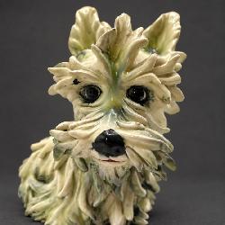 Vintage Italian-Style Spaghetti-Ware Terrier Figurine