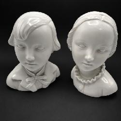 Augarten Wien Ida Schwetz-Lehmann Child Bust Pair, Models 1751 & 1752