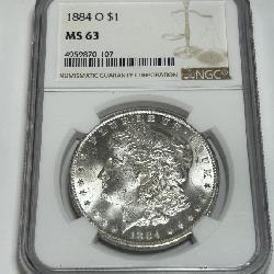 1884-O MORGAN SILVER DOLLAR MS63